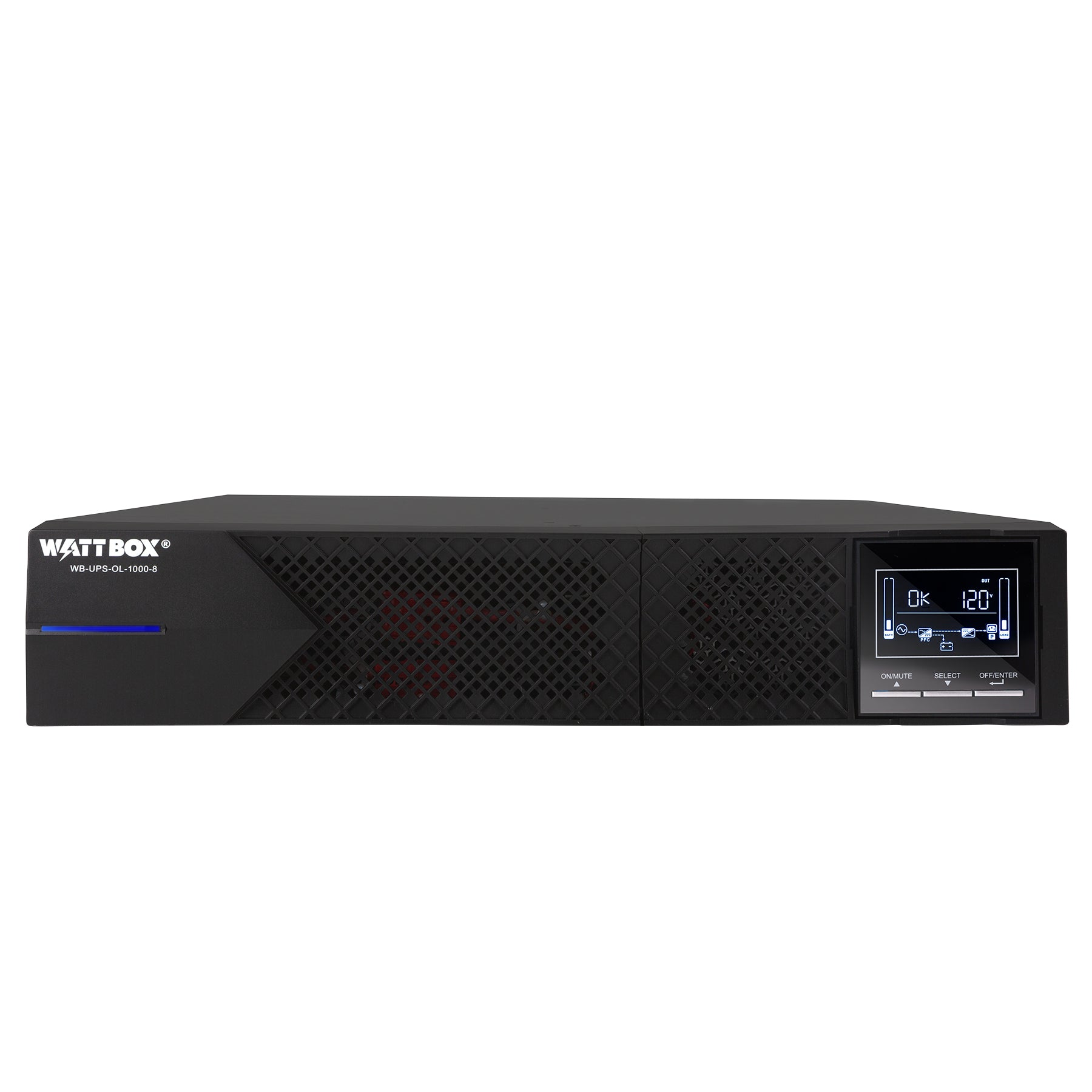Black power supply unit with digital display on a white background
