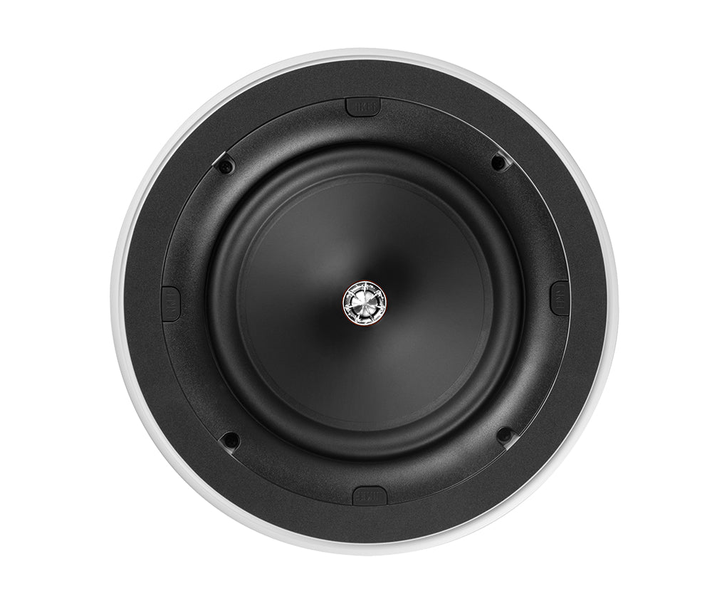 KEF CI130.2CR 5.25 Inch Shallow Round In-Ceiling Single Speaker
Round black speaker with silver logo on a white background