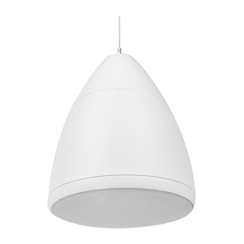White cone-shaped pendant light on a white background