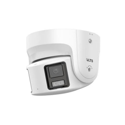 LTS LTCMIP3C8PW-SDL Turret IP Camera 8MP Panoramic AI Detection
A white turret-style surveillance camera with two lenses, designed for outdoor use. side view