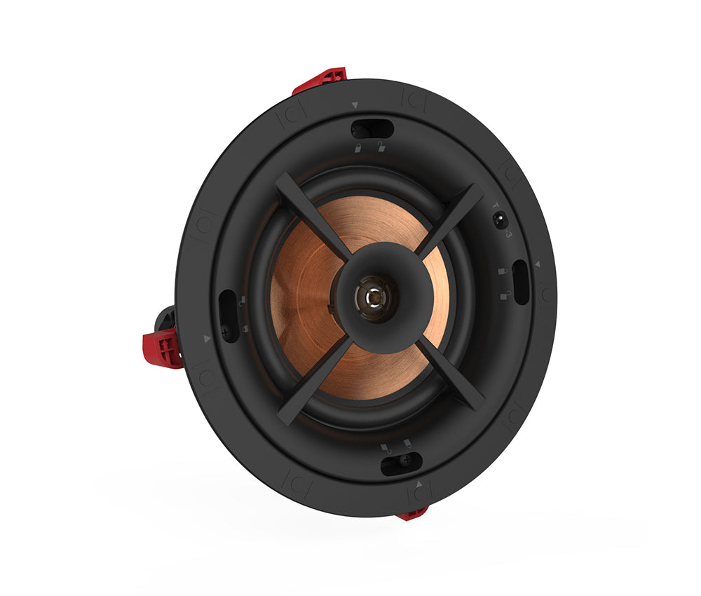 Klipsch PRO-160RPC 6.5 Inch In-Ceiling Cerametallic Speaker
Round speaker with black frame and copper center on a white background