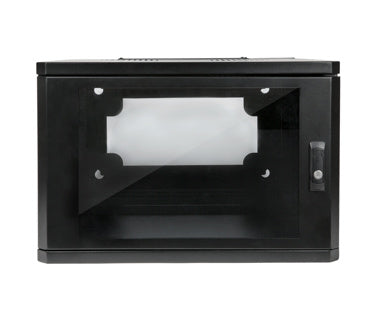 Strong SR-WMS-6U Wall Mount Rack 6U Locking Swing Out
Black wall-mounted cabinet with glass door on a white background