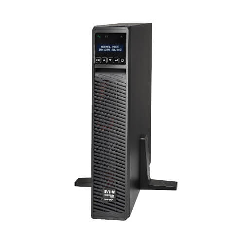 Eaton Tripp Lite SMART3000RMXL2U 2U Sine Wave UPS 3000VA
Black power supply unit with digital display on a white background