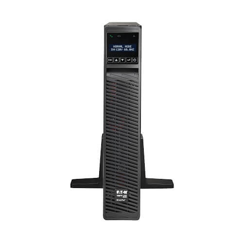 Eaton Tripp Lite SMART3000RMXL2U 2U Sine Wave UPS 3000VA
Black power supply unit with digital display on a white background