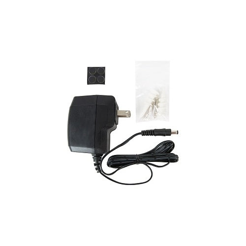 Araknis Networks AN-110-RT-2L1W-WIFI Pro Router Single-WAN VPN
Black power adapter with plug, cable, and small accessories on a white background