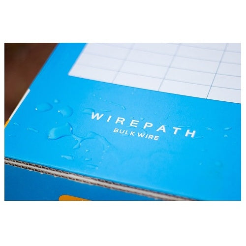 Wirepath NST-CAT6-1000-BLU Cat6 Bulk Cable 1000ft Blue Blue box labeled 'Wirepath Bulk Wire' on a white grid background