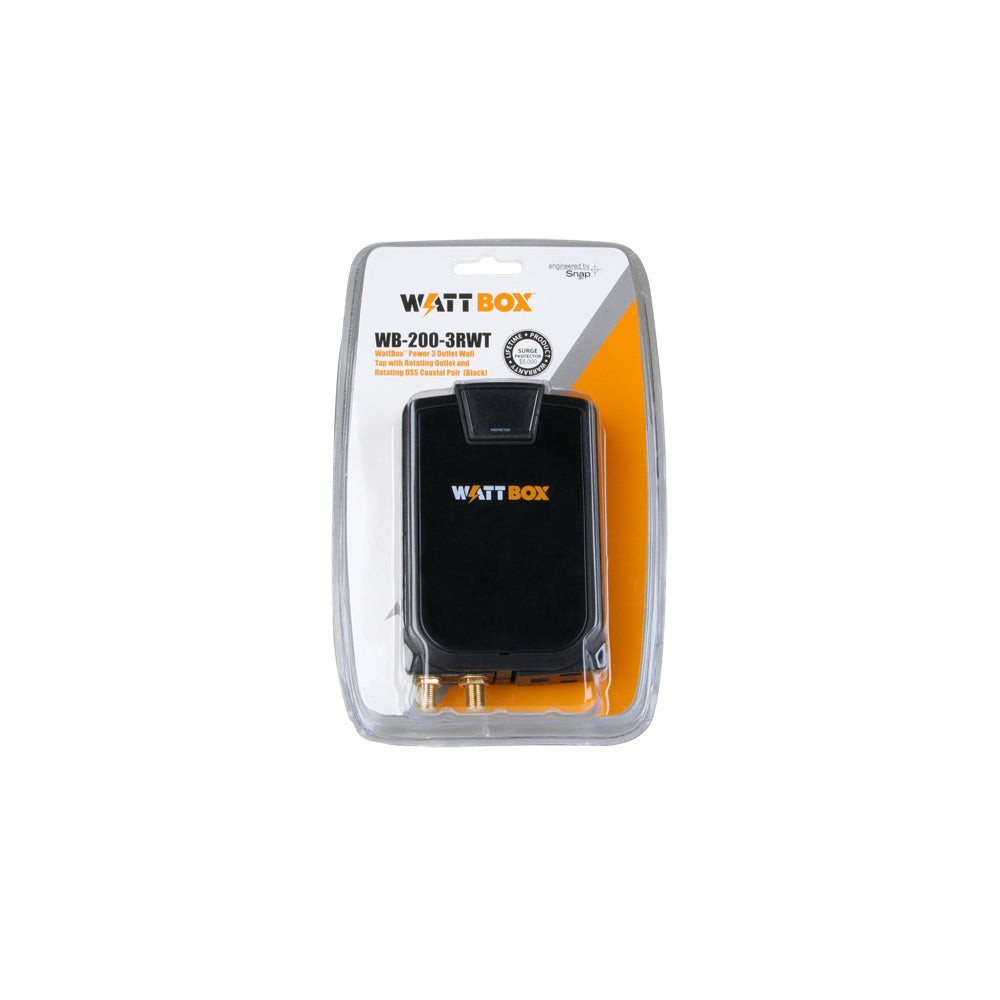 WattBox WB-200-3RWT Coax 3-Outlet Rotating Surge Protector Wall Tap
WattBox product in clear packaging on a white background